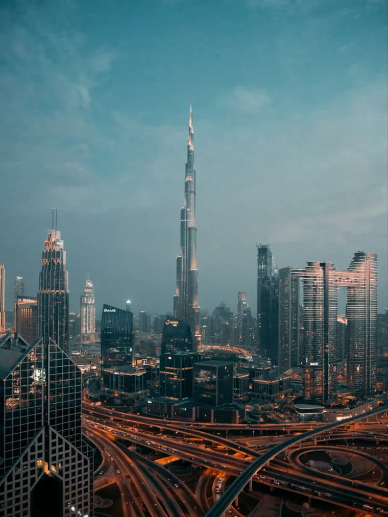 Dubai skyline with the Burj Khalifa