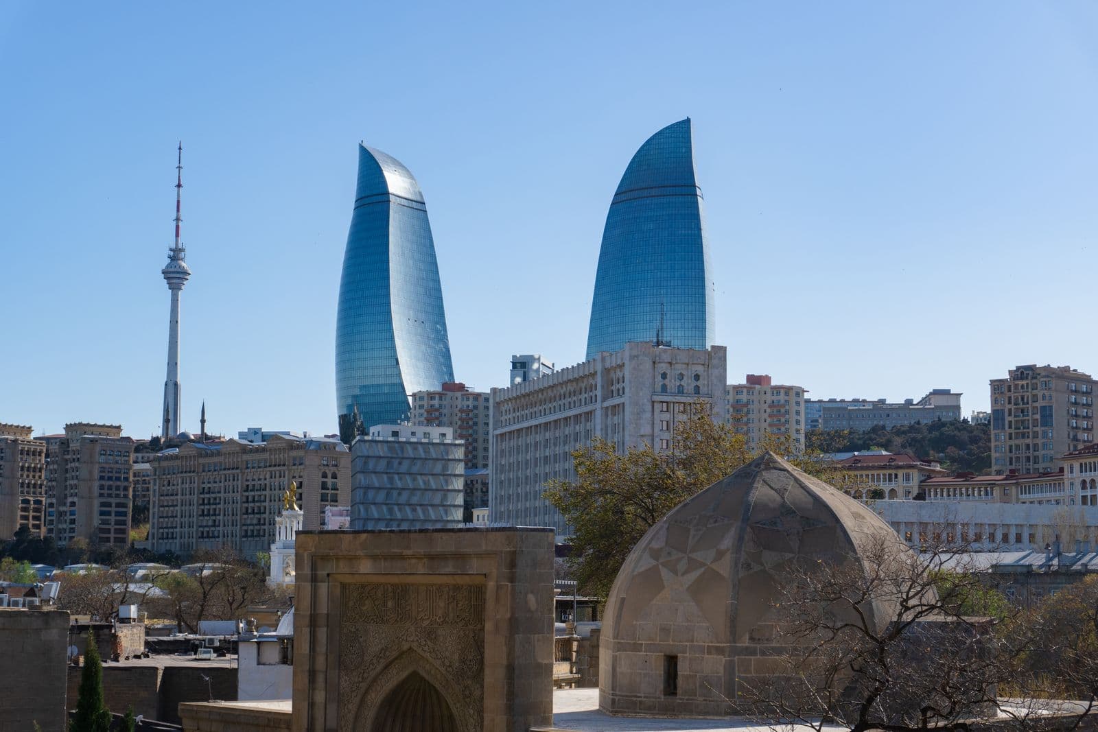 Flame Towers and Baku city skyline, Azerbaijan